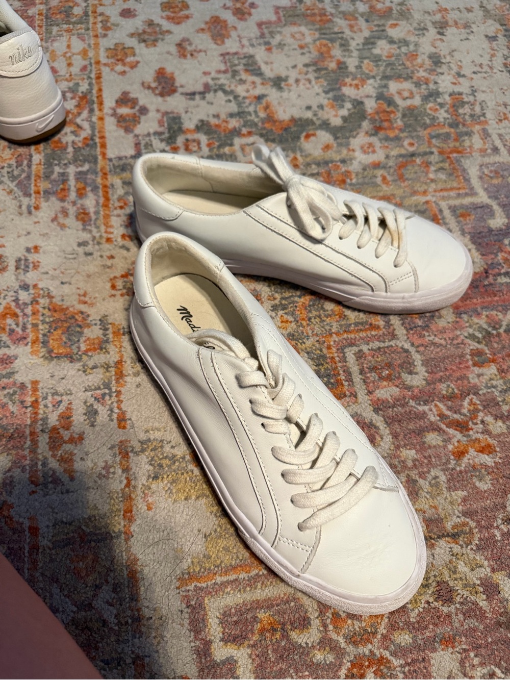 Madewell White Leather Lace-Up Sneakers